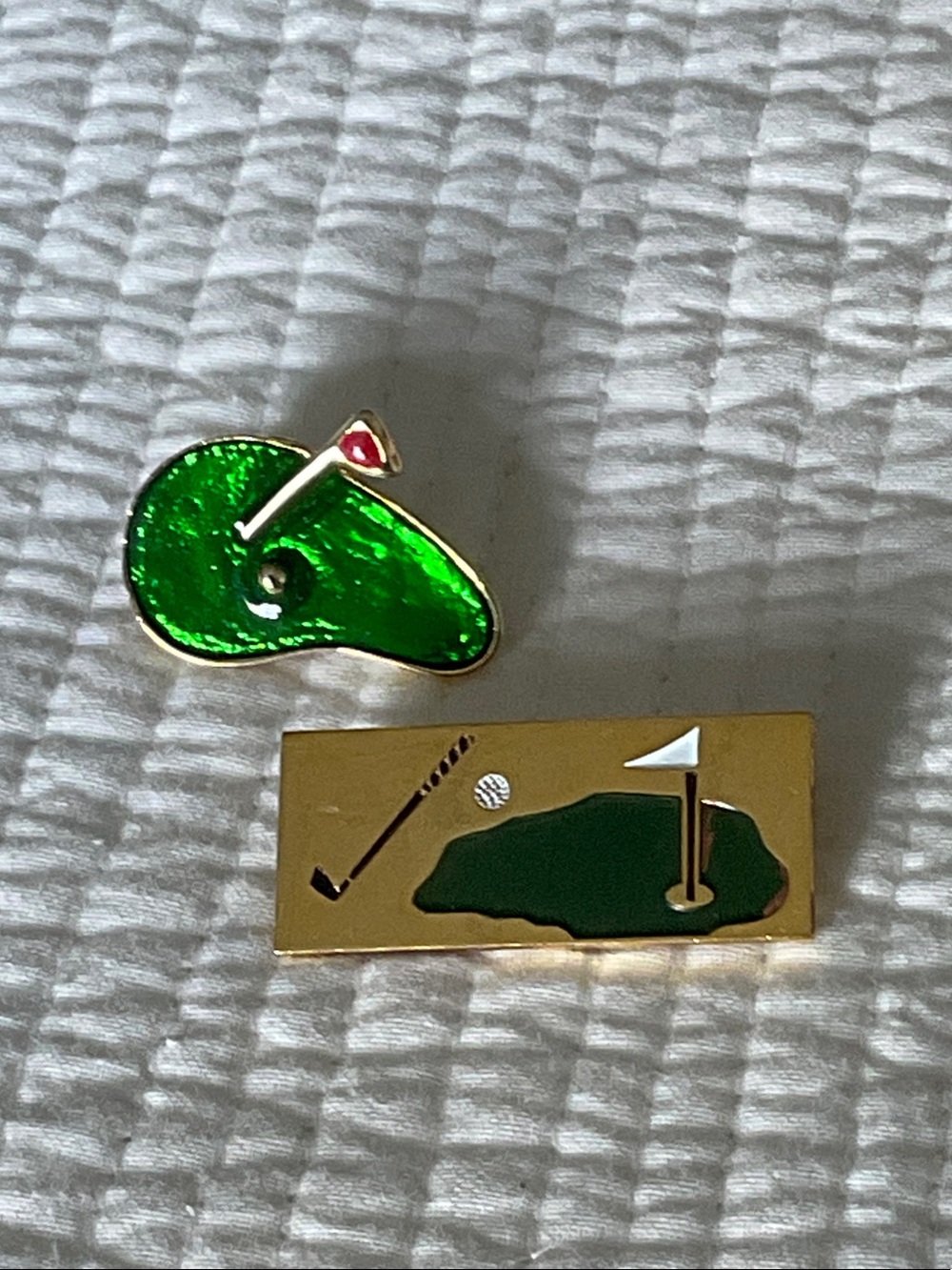 Two Golf themed lapel pins